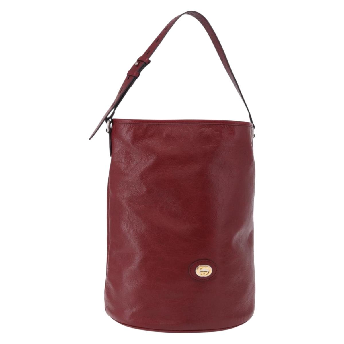 GUCCI Shoulder Bag Leather Red Silver 598086 Auth 188541V