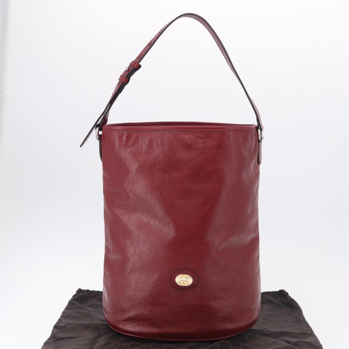 GUCCI Shoulder Bag Leather Red Silver 598086 Auth 188541V