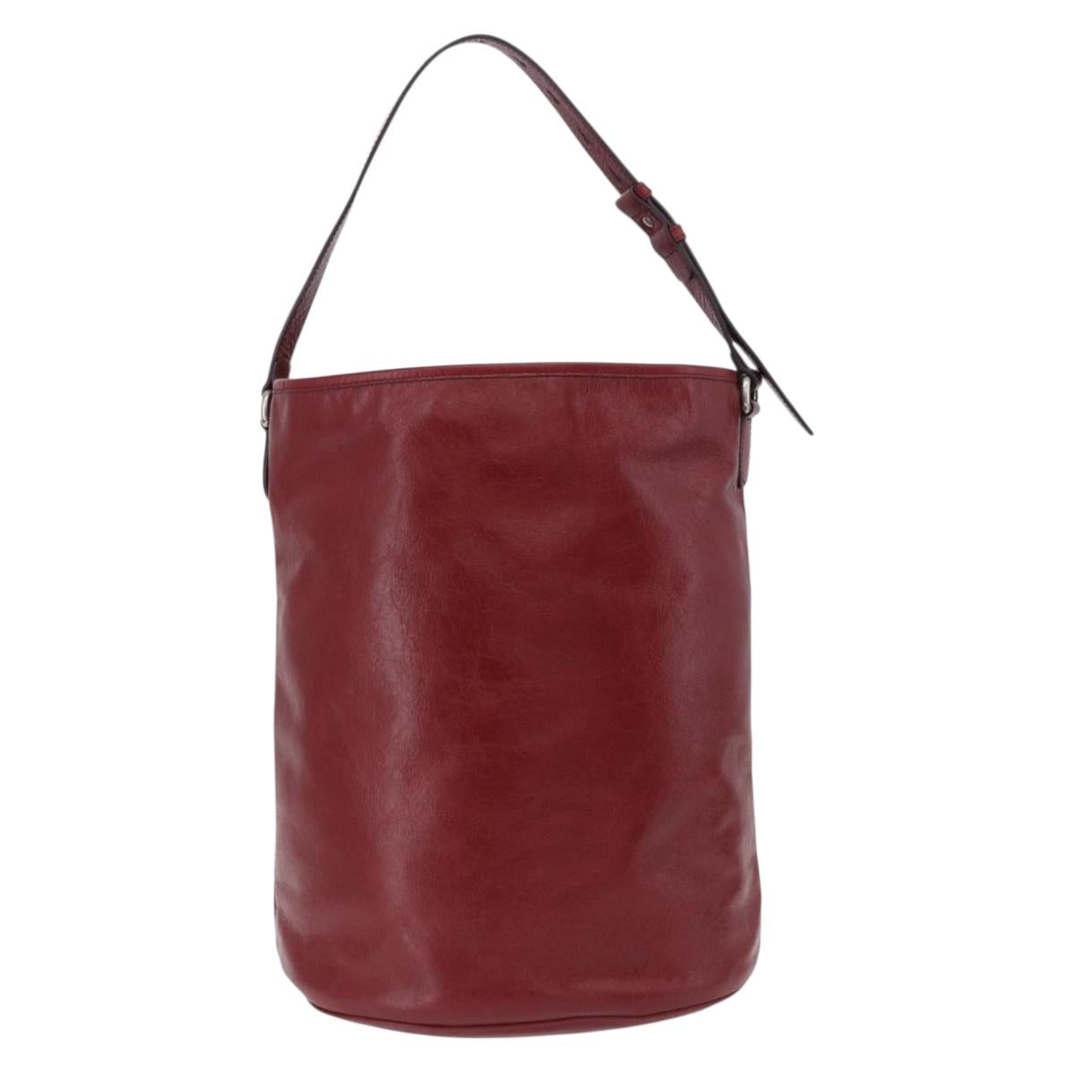 GUCCI Shoulder Bag Leather Red Silver 598086 Auth 188541V