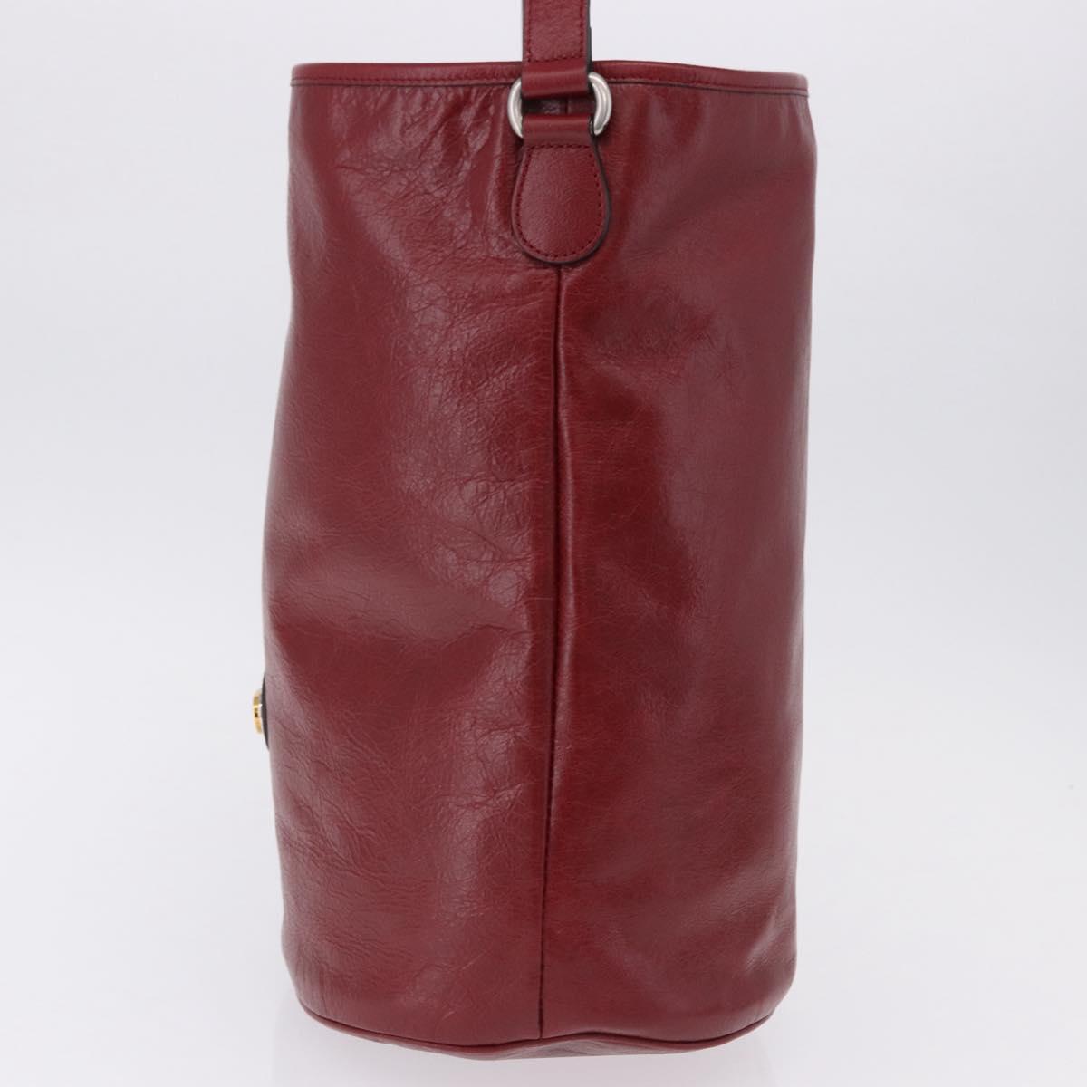 GUCCI Shoulder Bag Leather Red Silver 598086 Auth 188541V