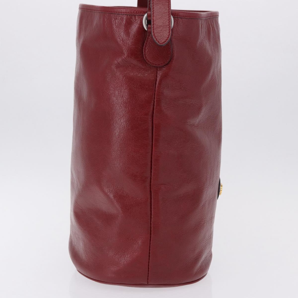 GUCCI Shoulder Bag Leather Red Silver 598086 Auth 188541V