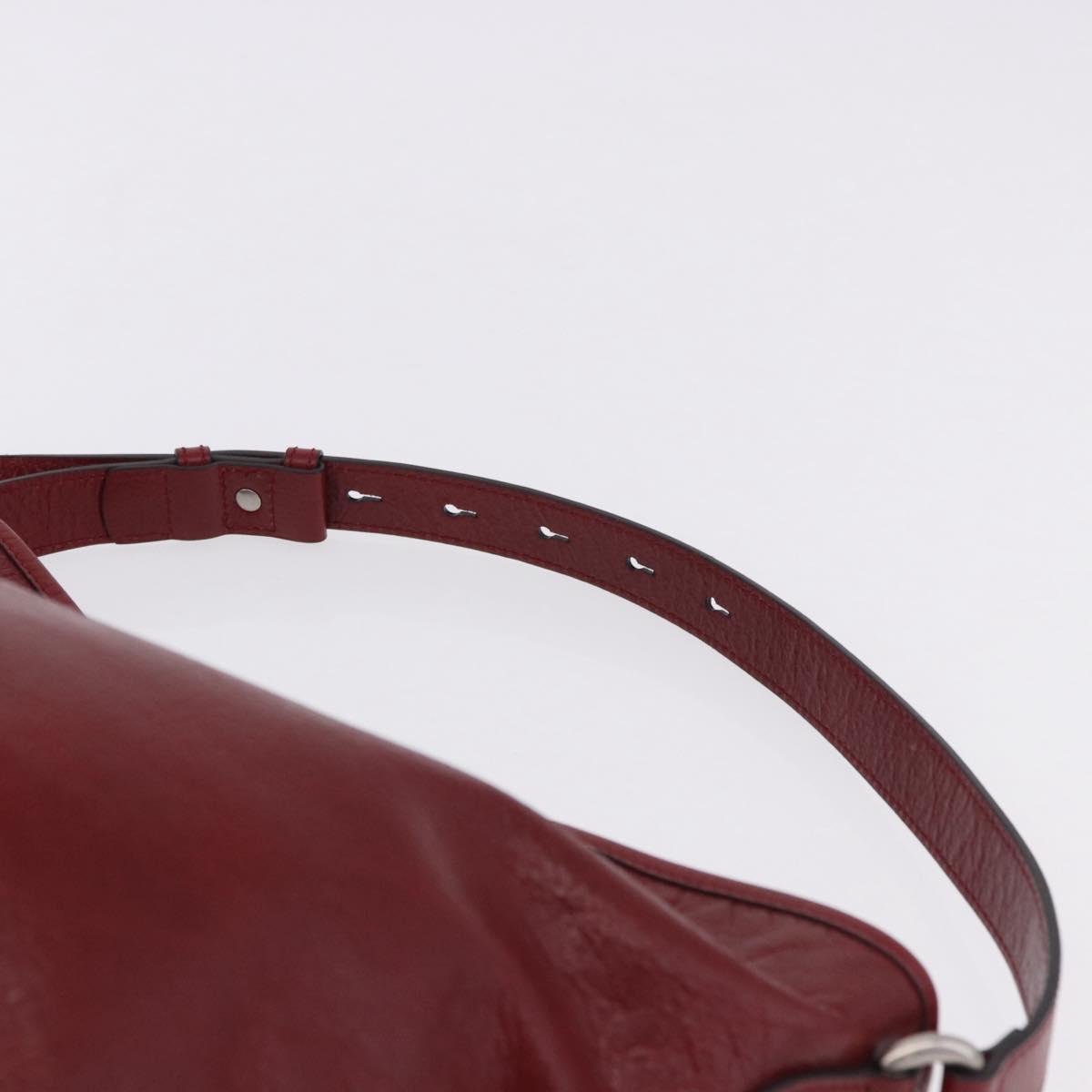 GUCCI Shoulder Bag Leather Red Silver 598086 Auth 188541V