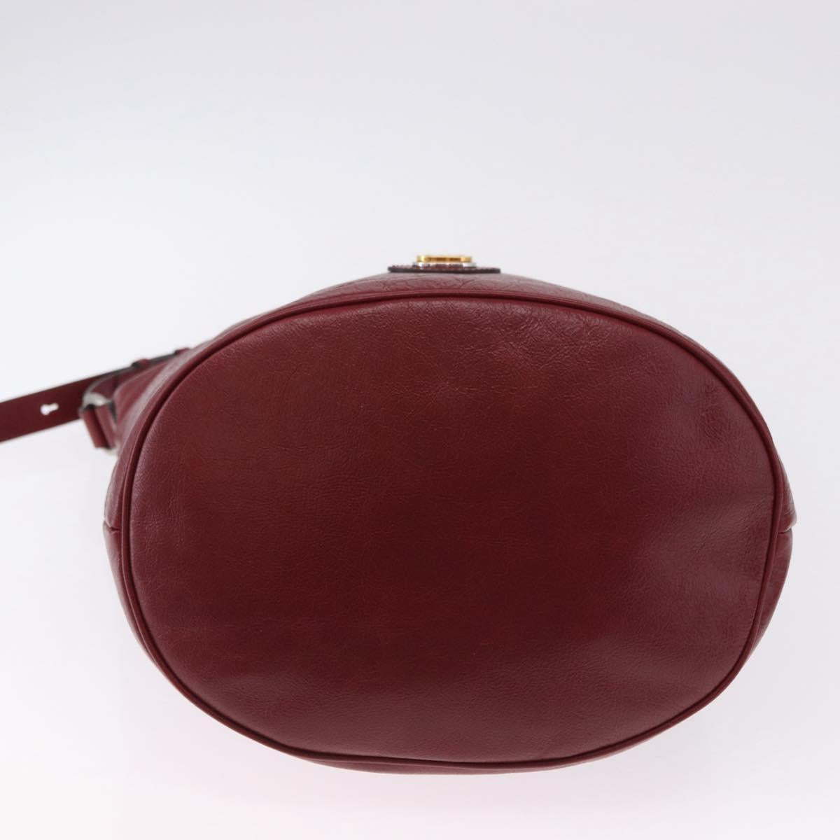 GUCCI Shoulder Bag Leather Red Silver 598086 Auth 188541V