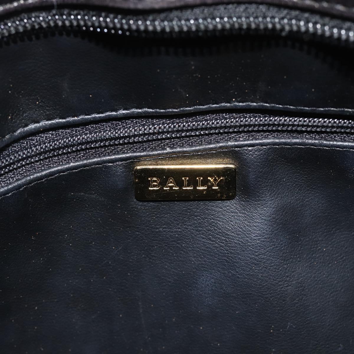 BALLY Chain Shoulder Bag Leather Black Gold Auth 188542
