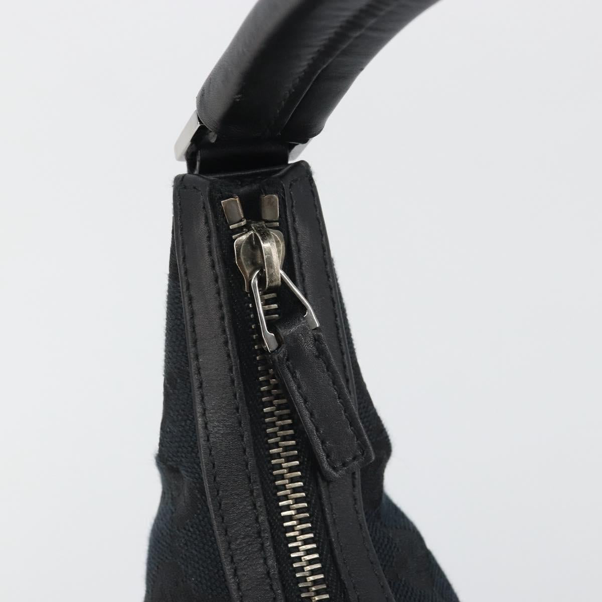 GUCCI GG Canvas Shoulder Bag Black Gold 001 4299 1669 Auth 188543A