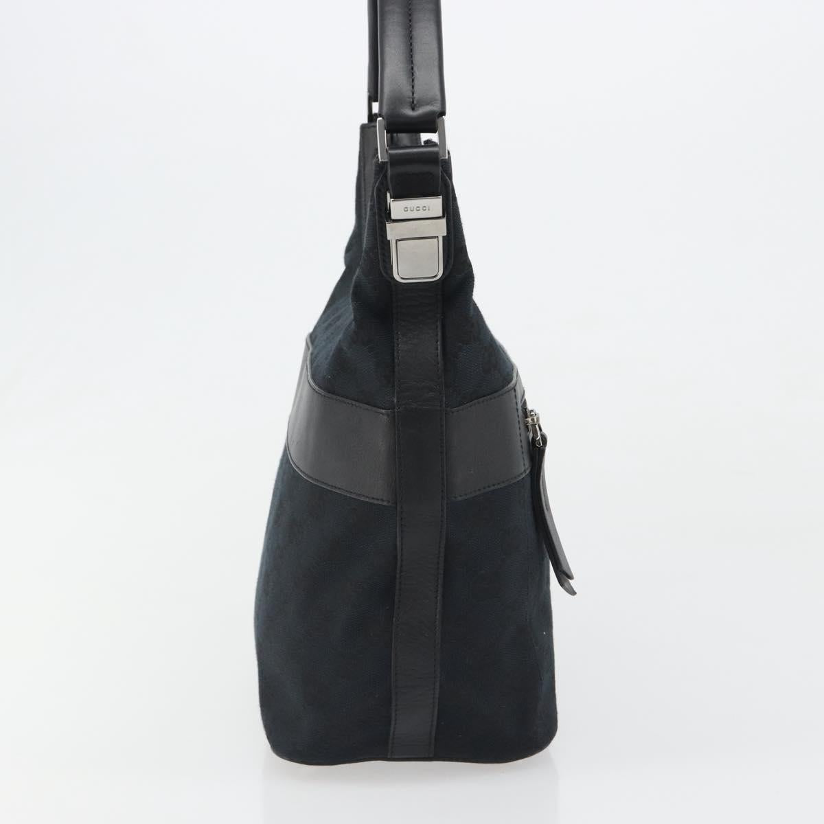 GUCCI GG Canvas Shoulder Bag Black Gold 001 4299 1669 Auth 188543A