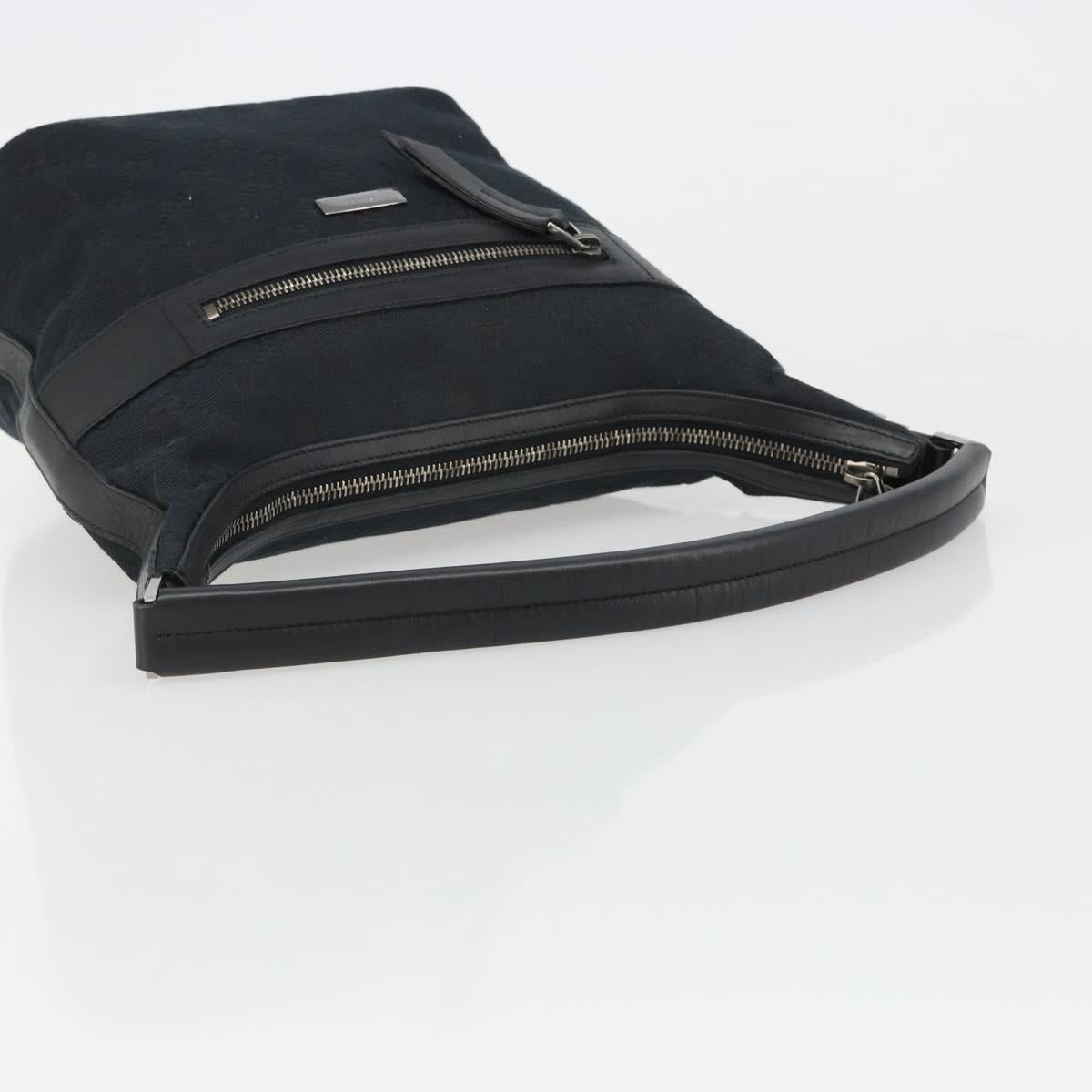 GUCCI GG Canvas Shoulder Bag Black Gold 001 4299 1669 Auth 188543A