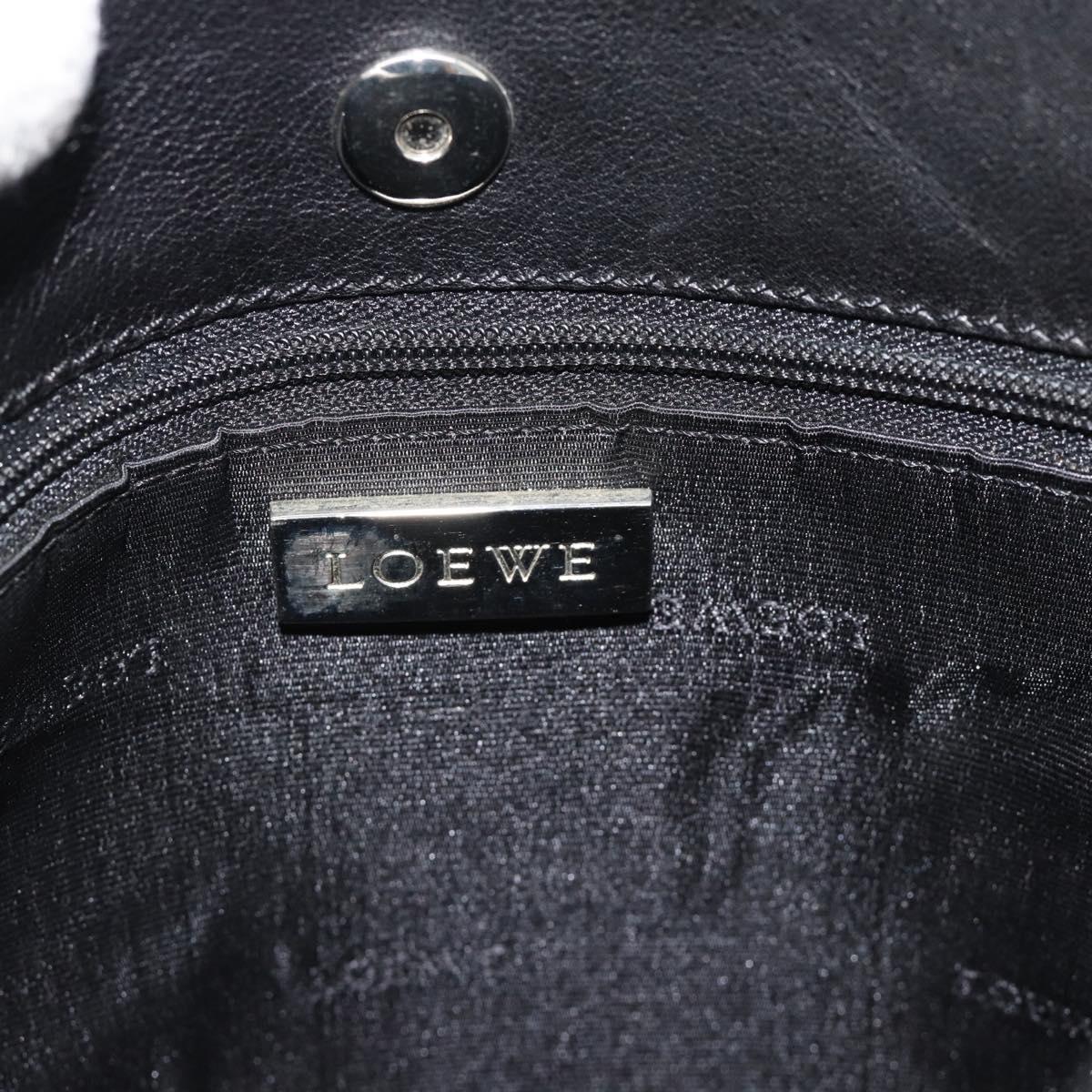 LOEWE Anagram Shoulder Bag Leather Black Silver Auth 188544A