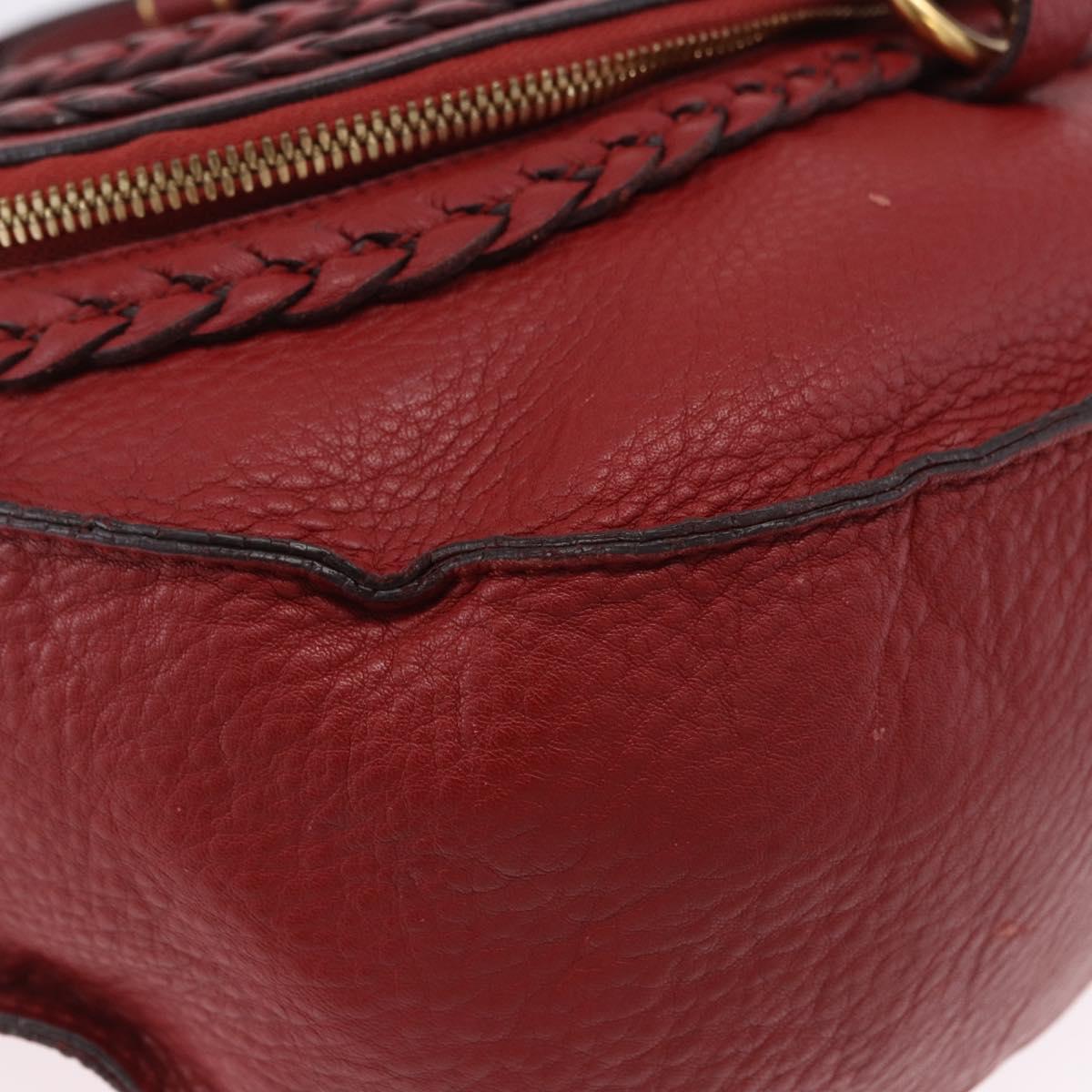 Chloe Marcie Shoulder Bag Leather Red Gold Auth 188545