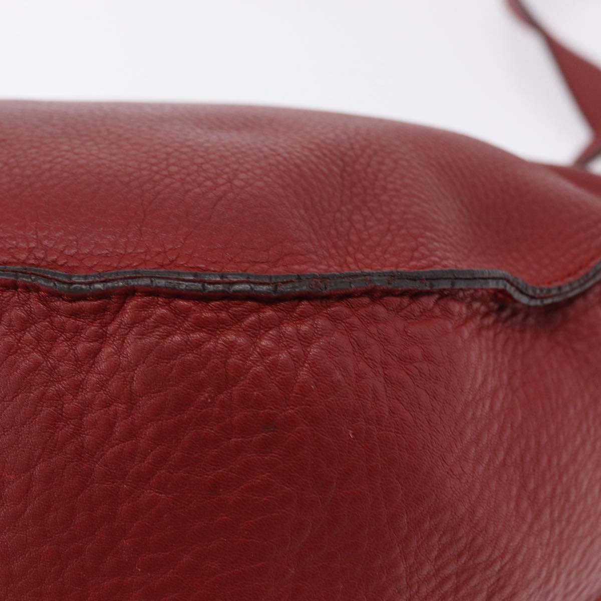 Chloe Marcie Shoulder Bag Leather Red Gold Auth 188545