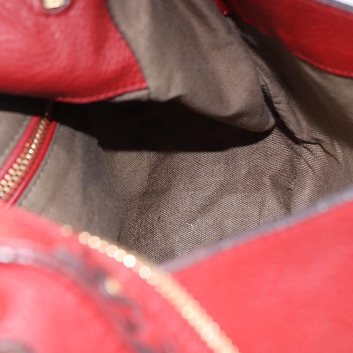 Chloe Marcie Shoulder Bag Leather Red Gold Auth 188545
