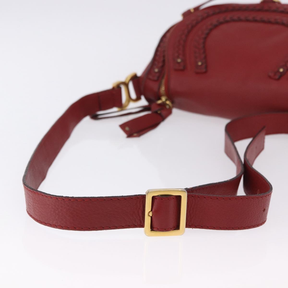 Chloe Marcie Shoulder Bag Leather Red Gold Auth 188545