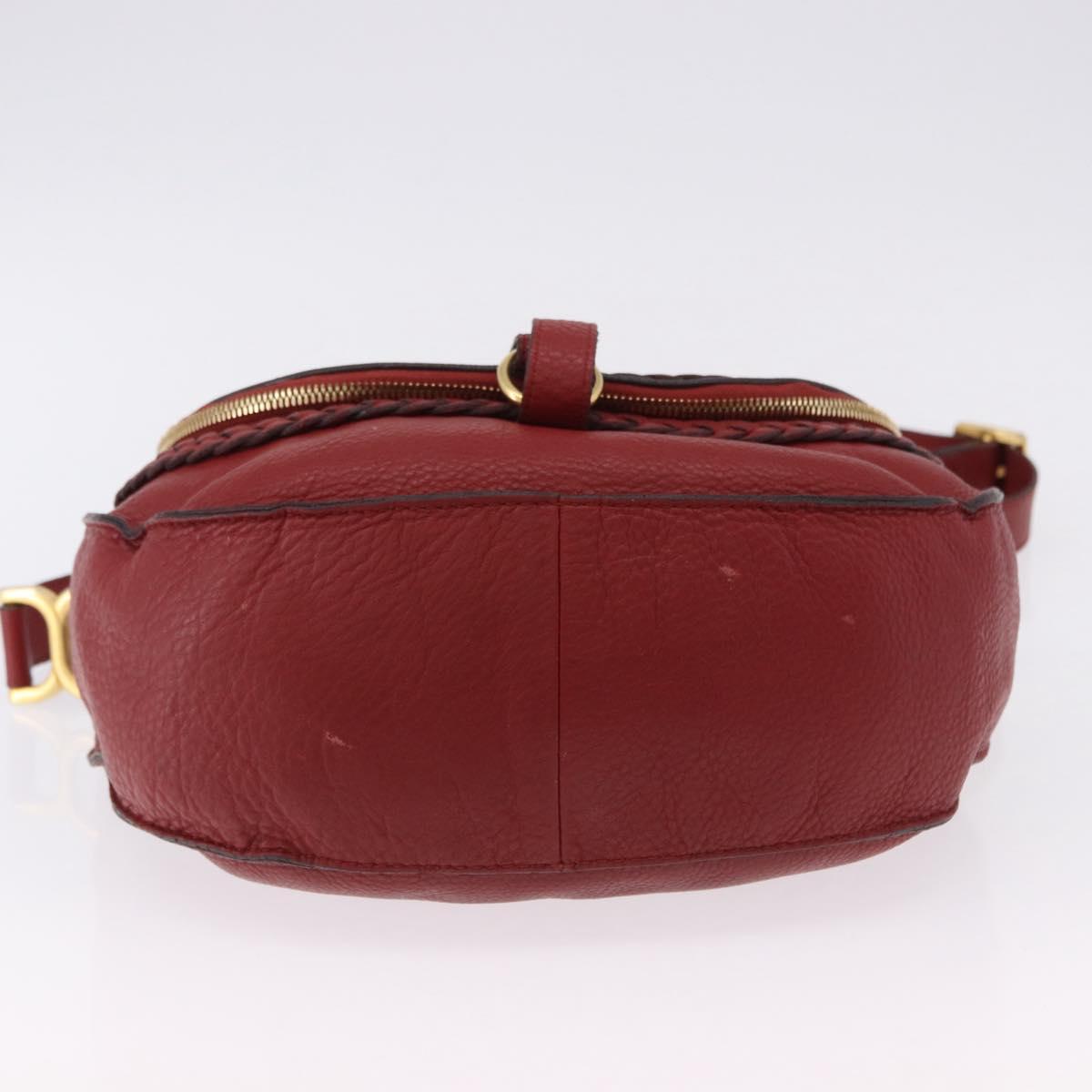 Chloe Marcie Shoulder Bag Leather Red Gold Auth 188545
