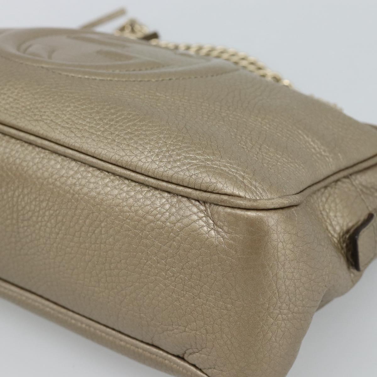 GUCCI Soho Interlocking Shoulder Bag Leather Gold 308983 Auth 188546A