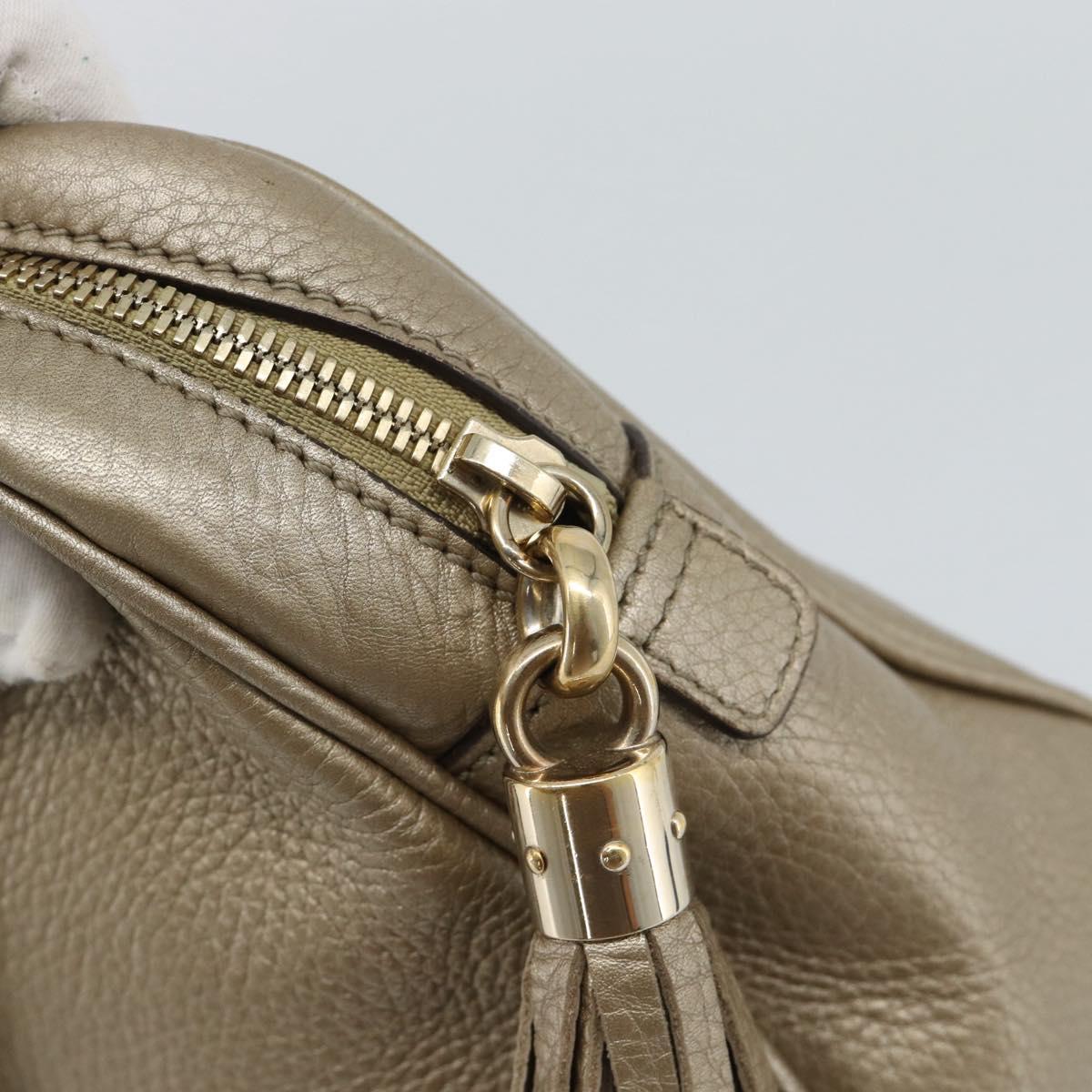 GUCCI Soho Interlocking Shoulder Bag Leather Gold 308983 Auth 188546A