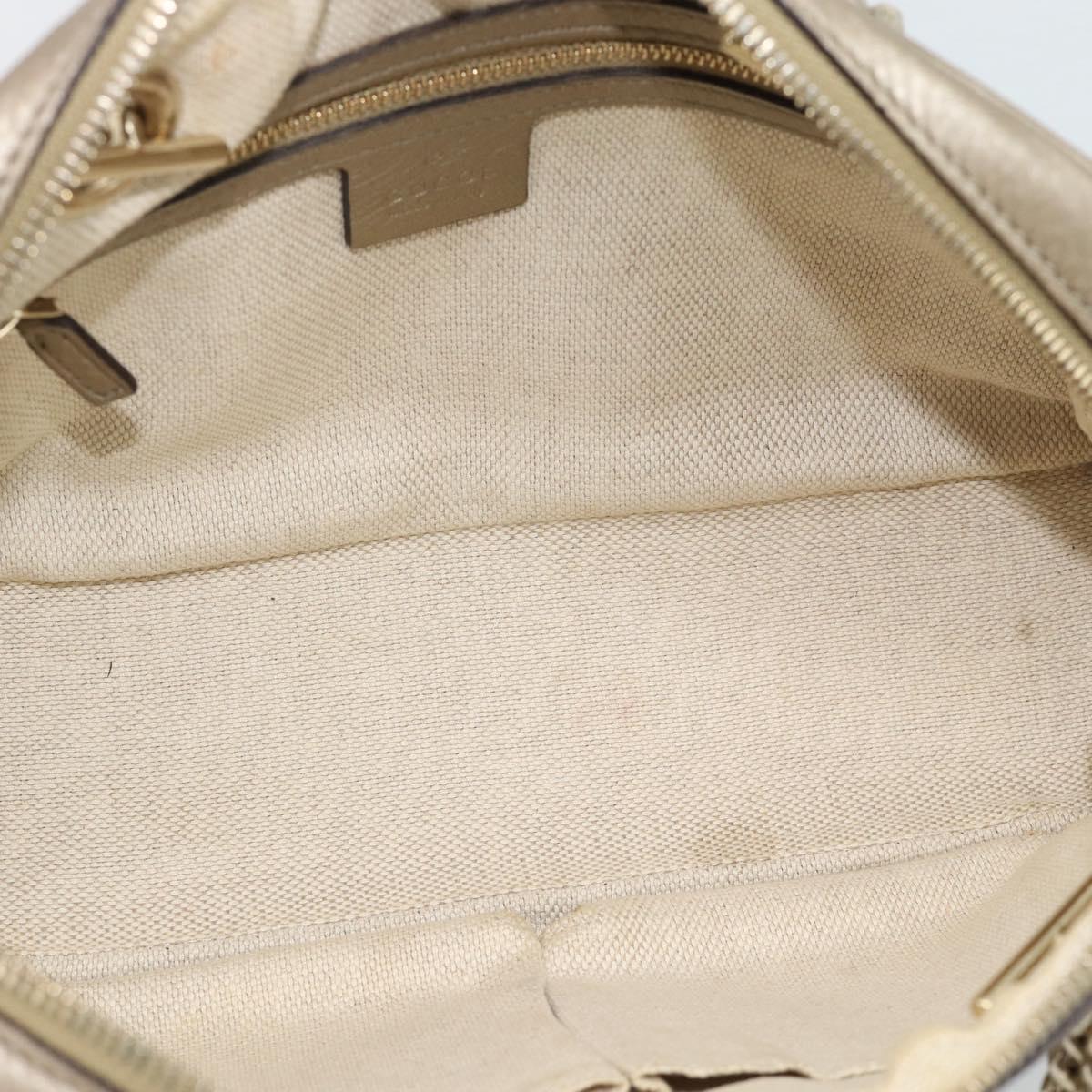 GUCCI Soho Interlocking Shoulder Bag Leather Gold 308983 Auth 188546A