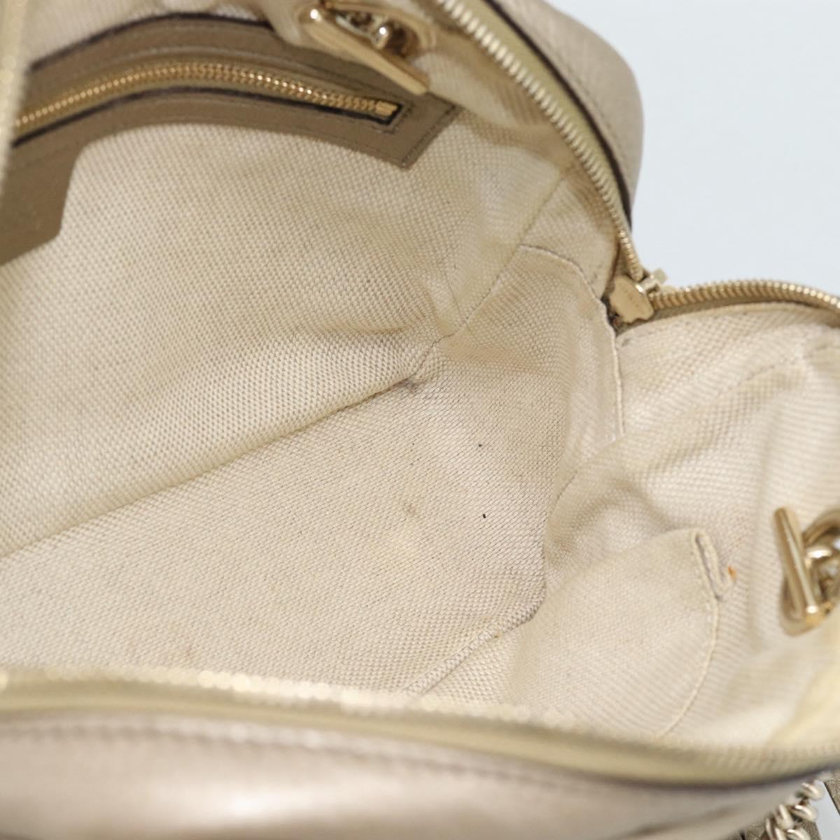 GUCCI Soho Interlocking Shoulder Bag Leather Gold 308983 Auth 188546A