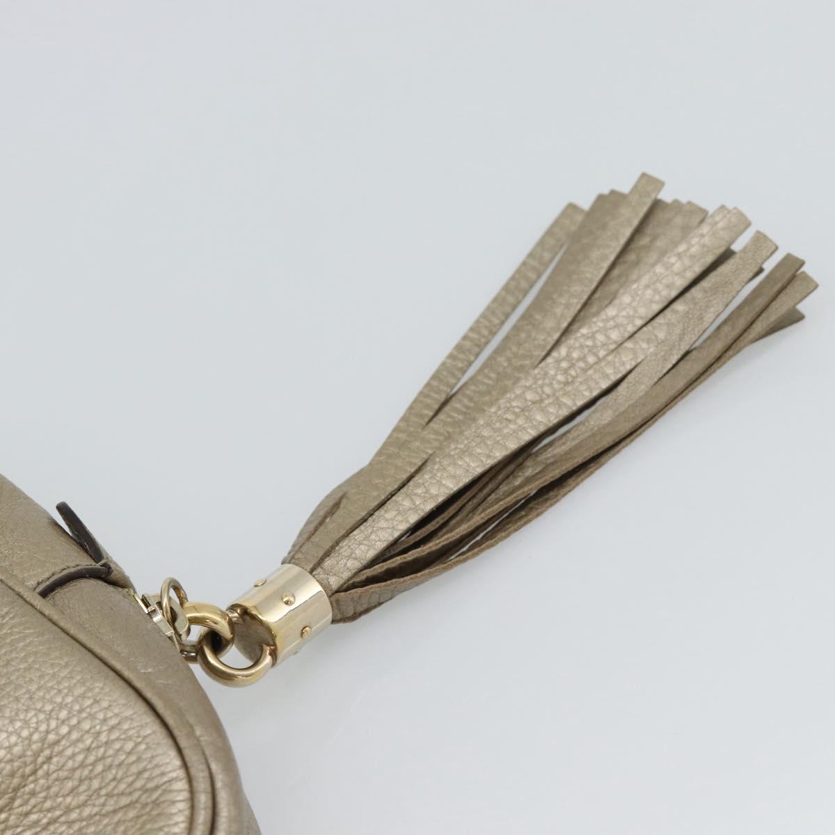GUCCI Soho Interlocking Shoulder Bag Leather Gold 308983 Auth 188546A