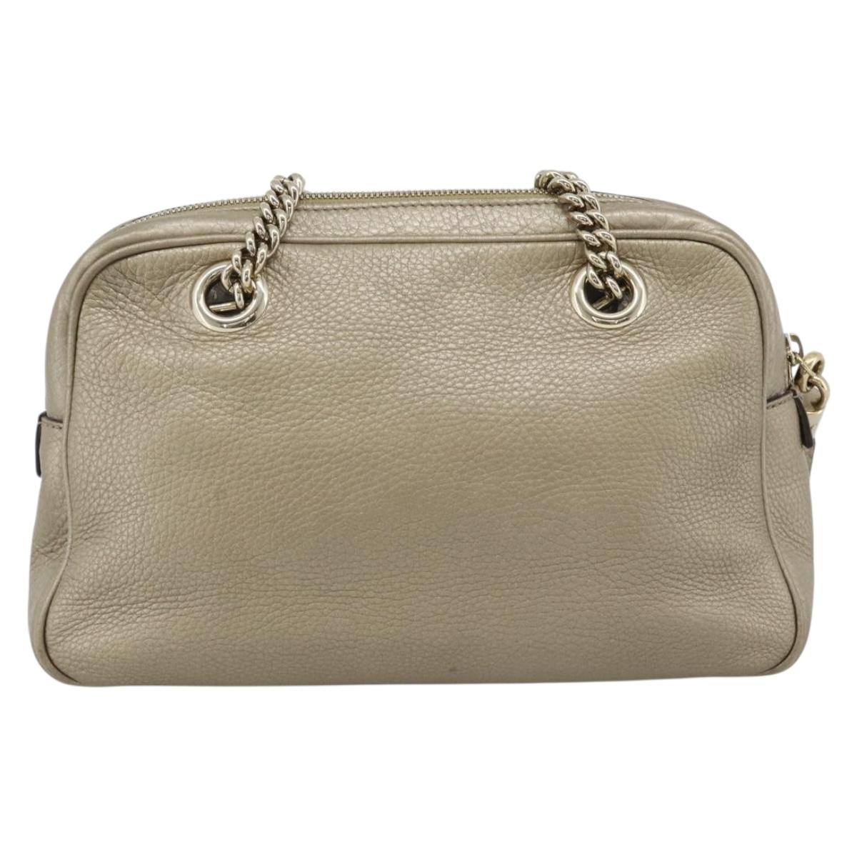 GUCCI Soho Interlocking Shoulder Bag Leather Gold 308983 Auth 188546A