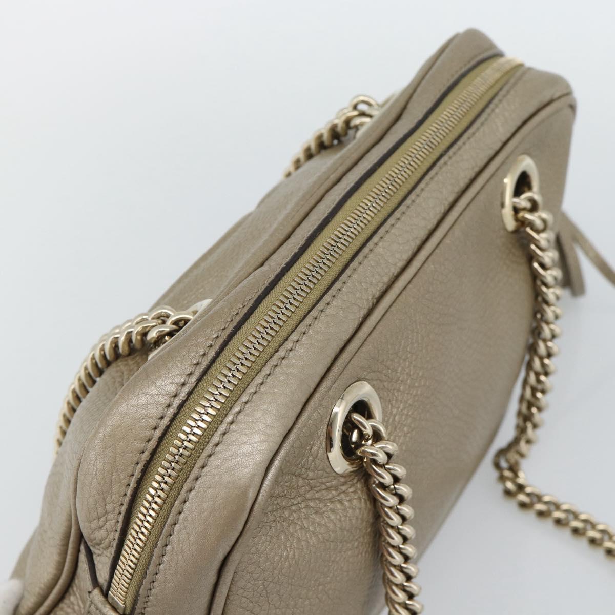 GUCCI Soho Interlocking Shoulder Bag Leather Gold 308983 Auth 188546A