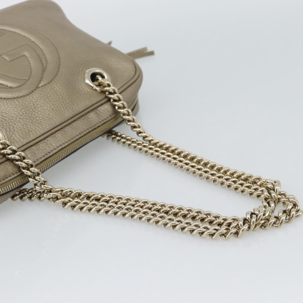 GUCCI Soho Interlocking Shoulder Bag Leather Gold 308983 Auth 188546A