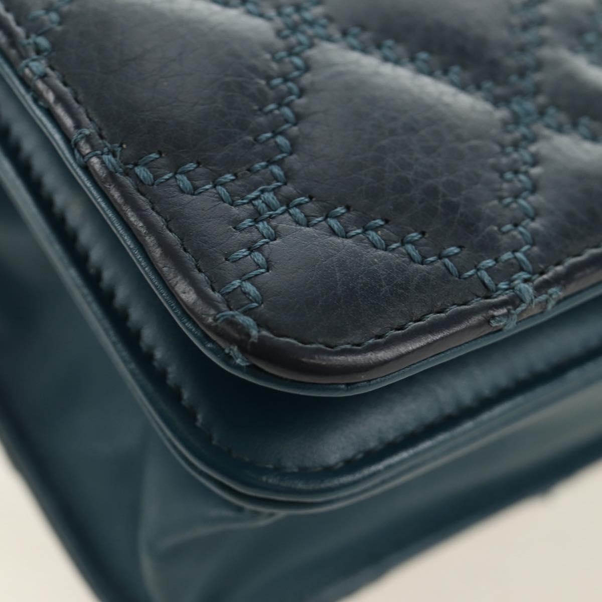 CHANEL Matelasse Chain Wallet Bag Caviar Skin Navy Silver CC Auth 188550SAV