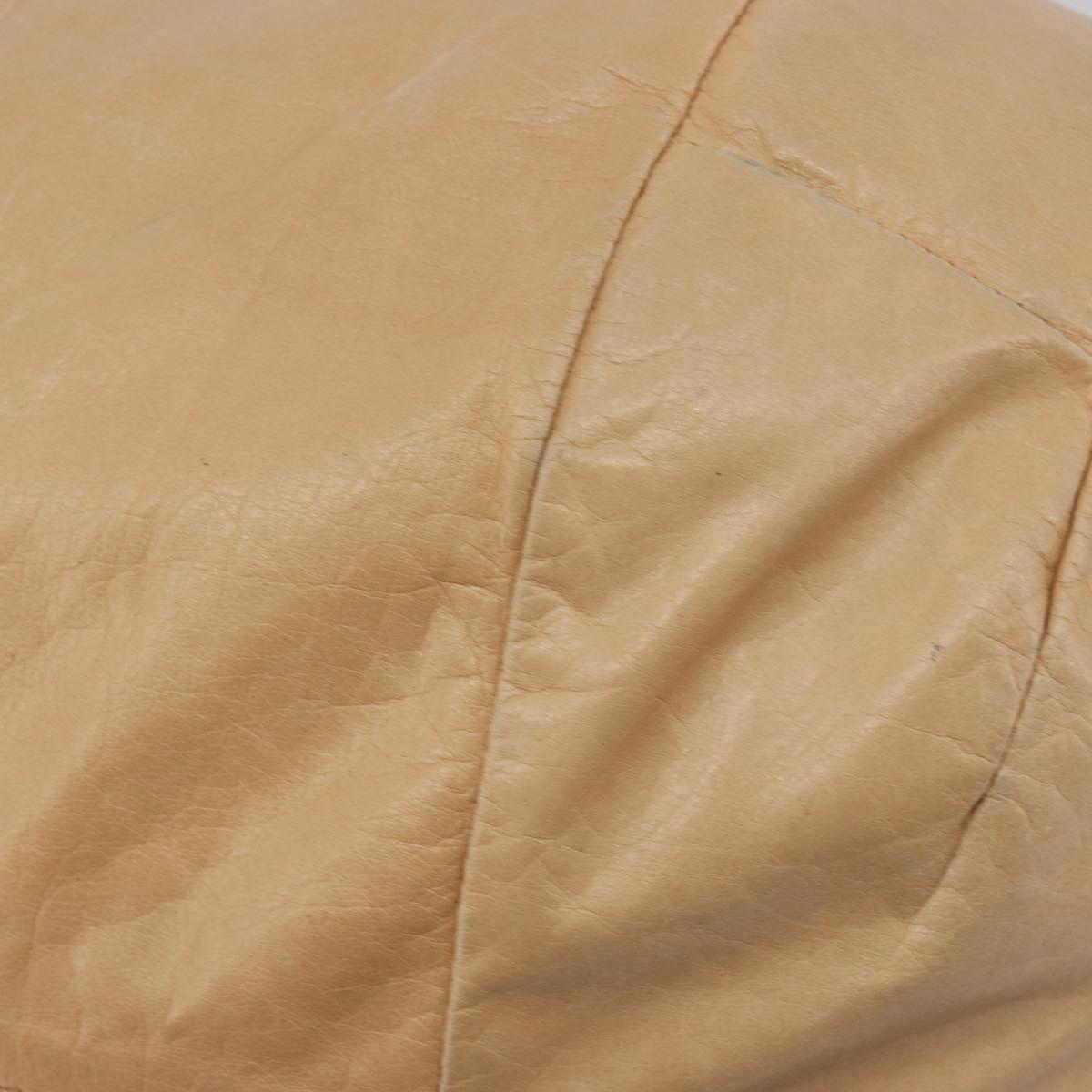 CELINE Hand Bag Leather Beige Gold Auth 188555
