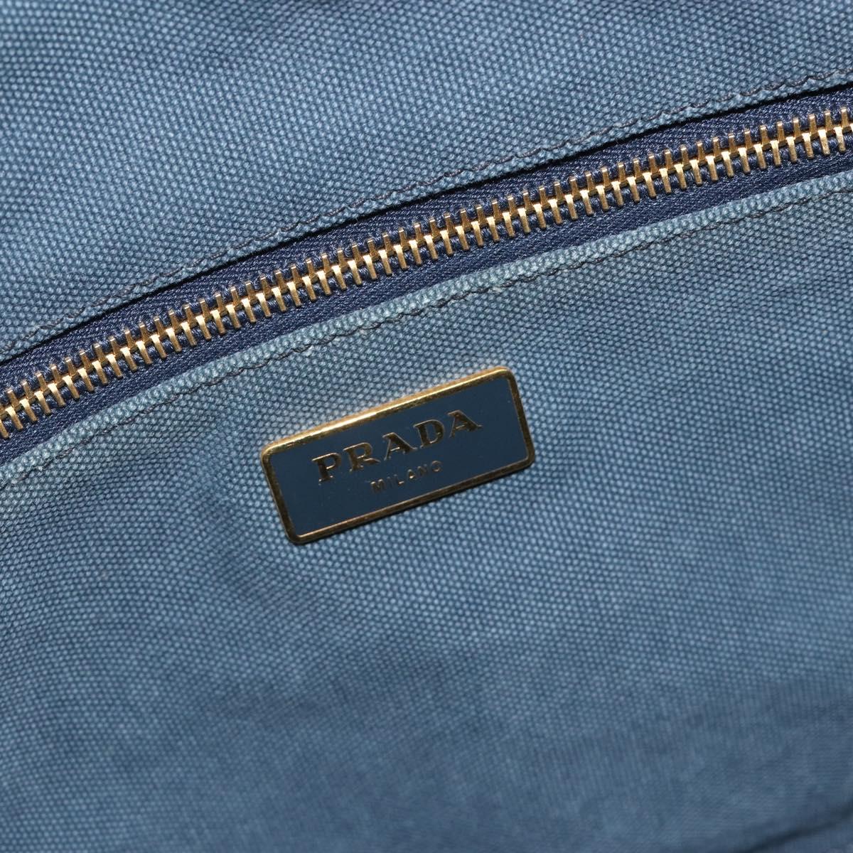 PRADA Canapa MM Hand Bag Canvas Blue Auth 188558