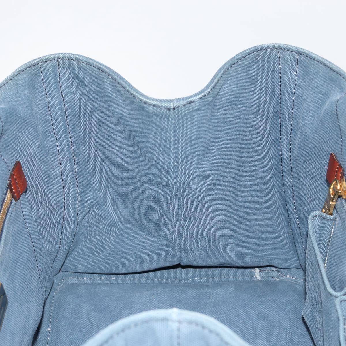 PRADA Canapa MM Hand Bag Canvas Blue Auth 188558
