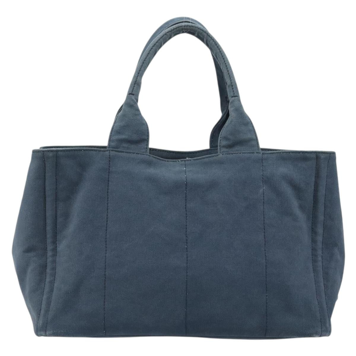 PRADA Canapa MM Hand Bag Canvas Blue Auth 188558