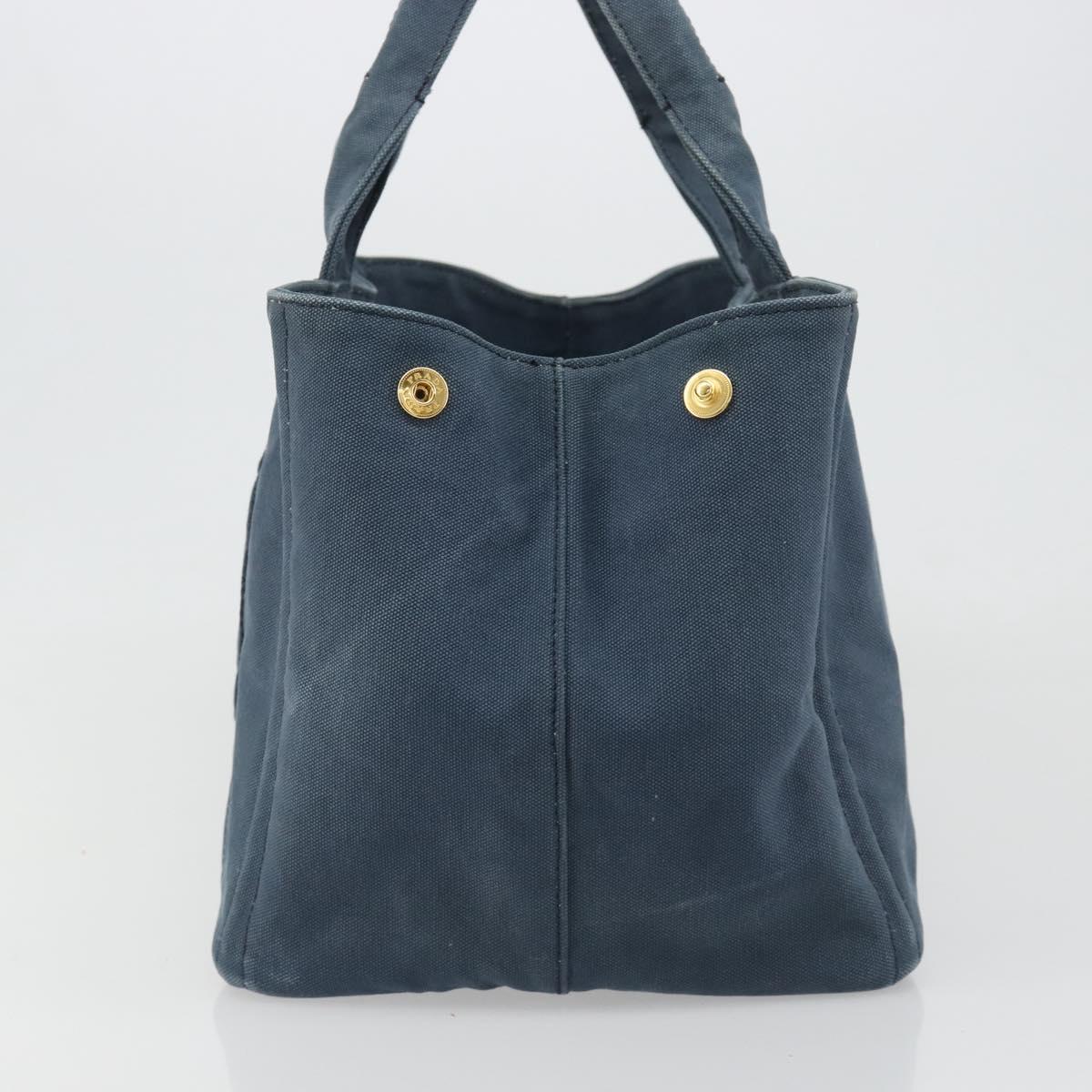 PRADA Canapa MM Hand Bag Canvas Blue Auth 188558