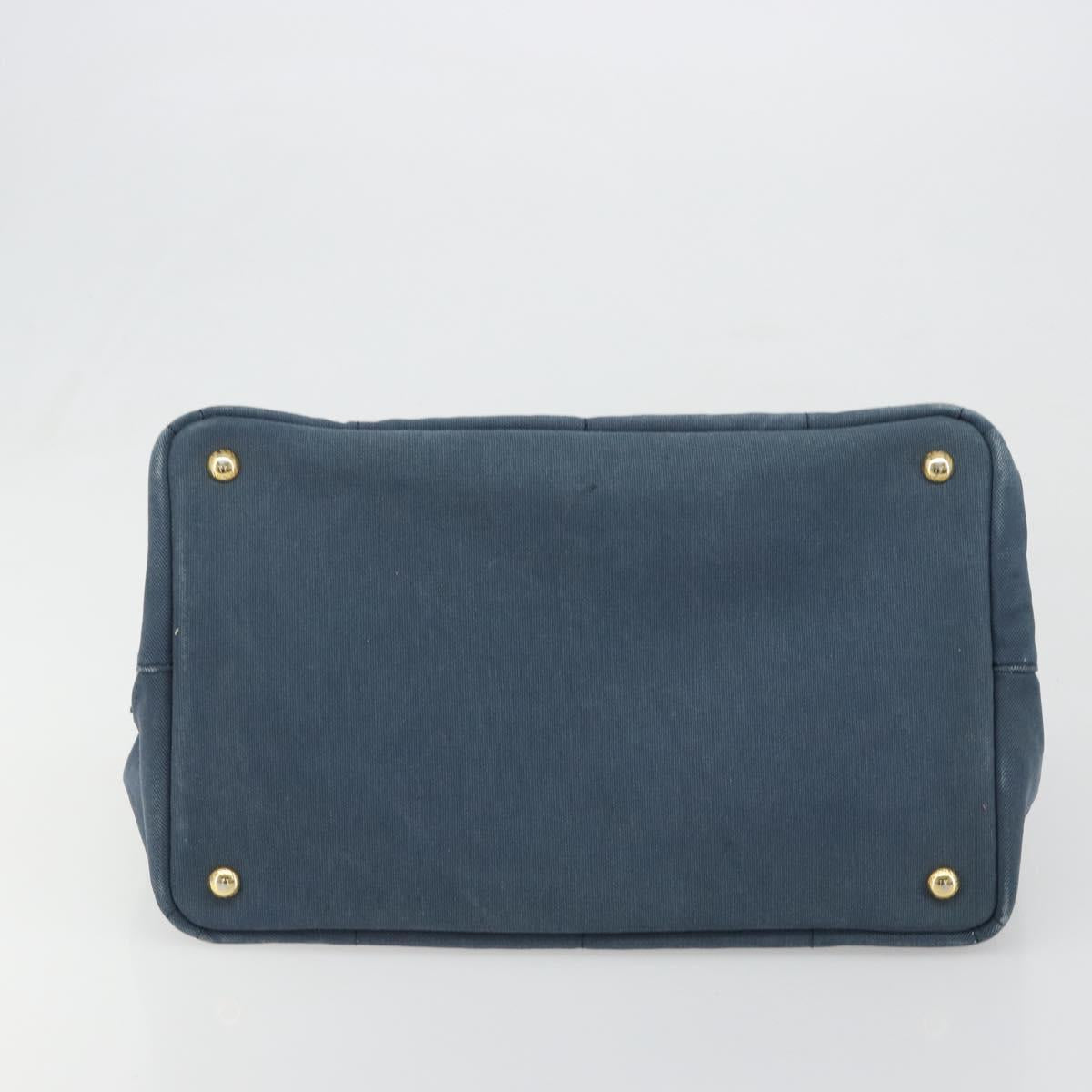 PRADA Canapa MM Hand Bag Canvas Blue Auth 188558