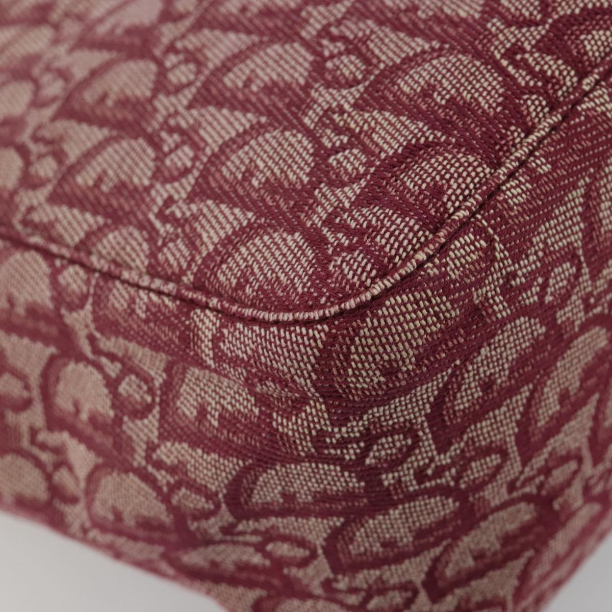 Christian Dior Trotter Canvas Tote Bag Red Silver Auth 188560