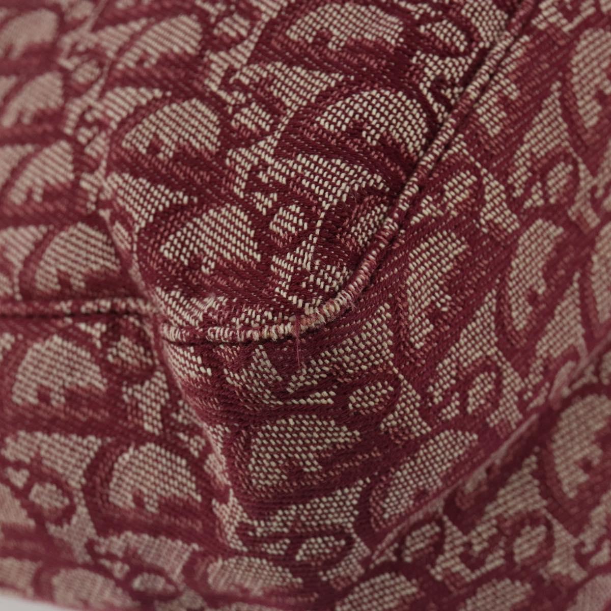 Christian Dior Trotter Canvas Tote Bag Red Silver Auth 188560