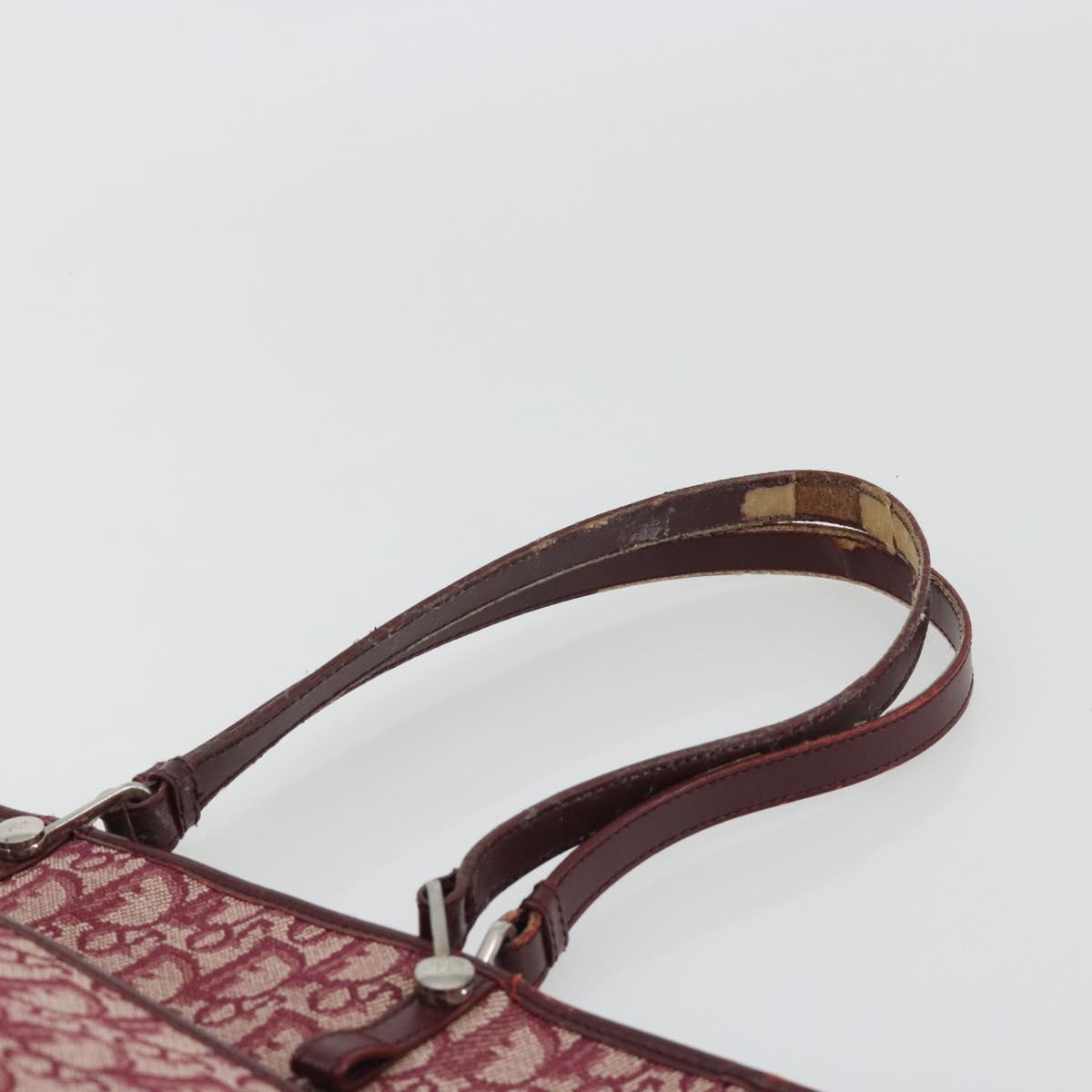 Christian Dior Trotter Canvas Tote Bag Red Silver Auth 188560