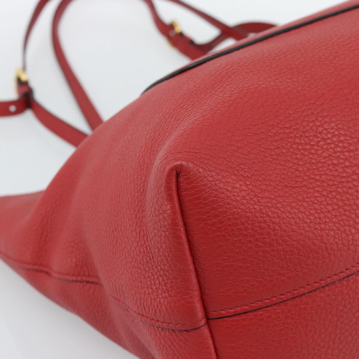 PRADA Tote Bag Leather Red Auth 188562A