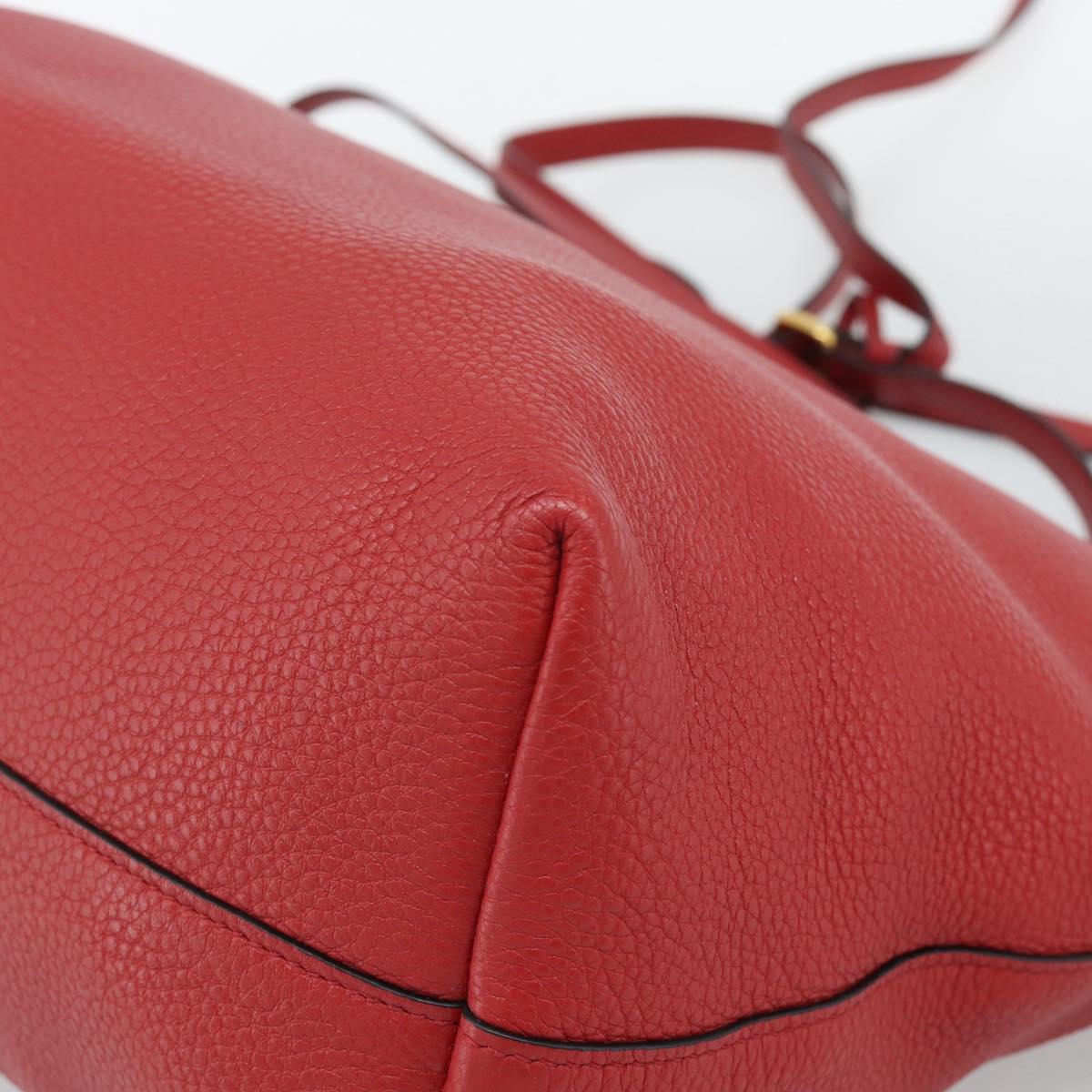 PRADA Tote Bag Leather Red Auth 188562A
