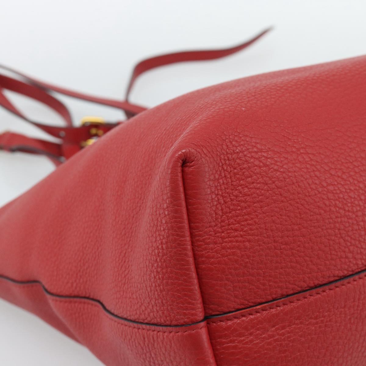 PRADA Tote Bag Leather Red Auth 188562A