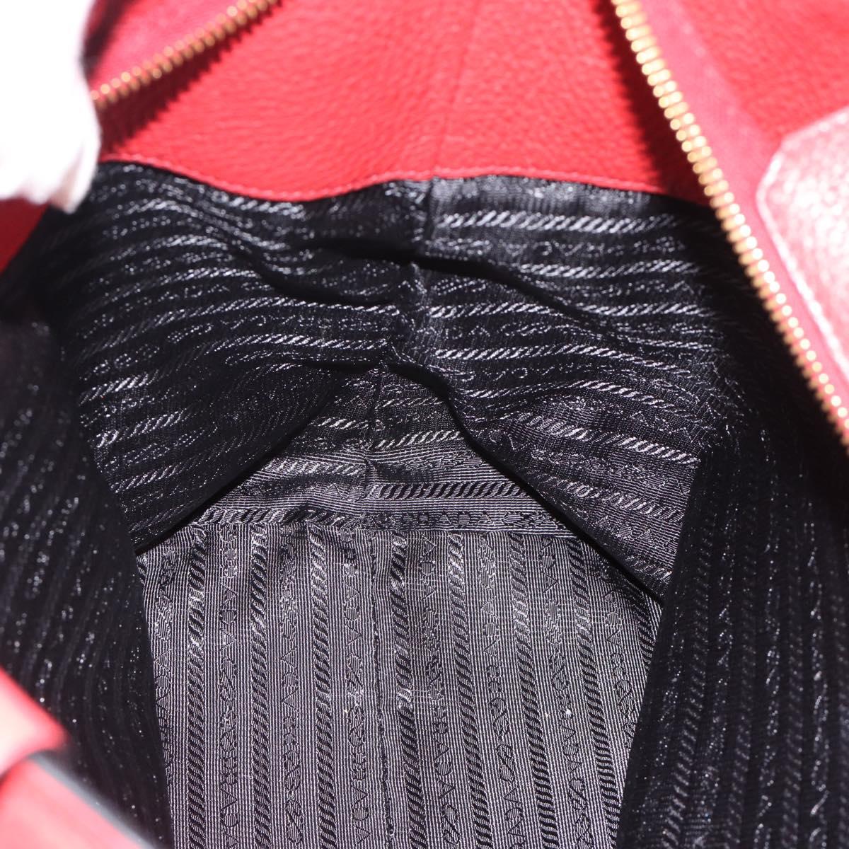PRADA Tote Bag Leather Red Auth 188562A