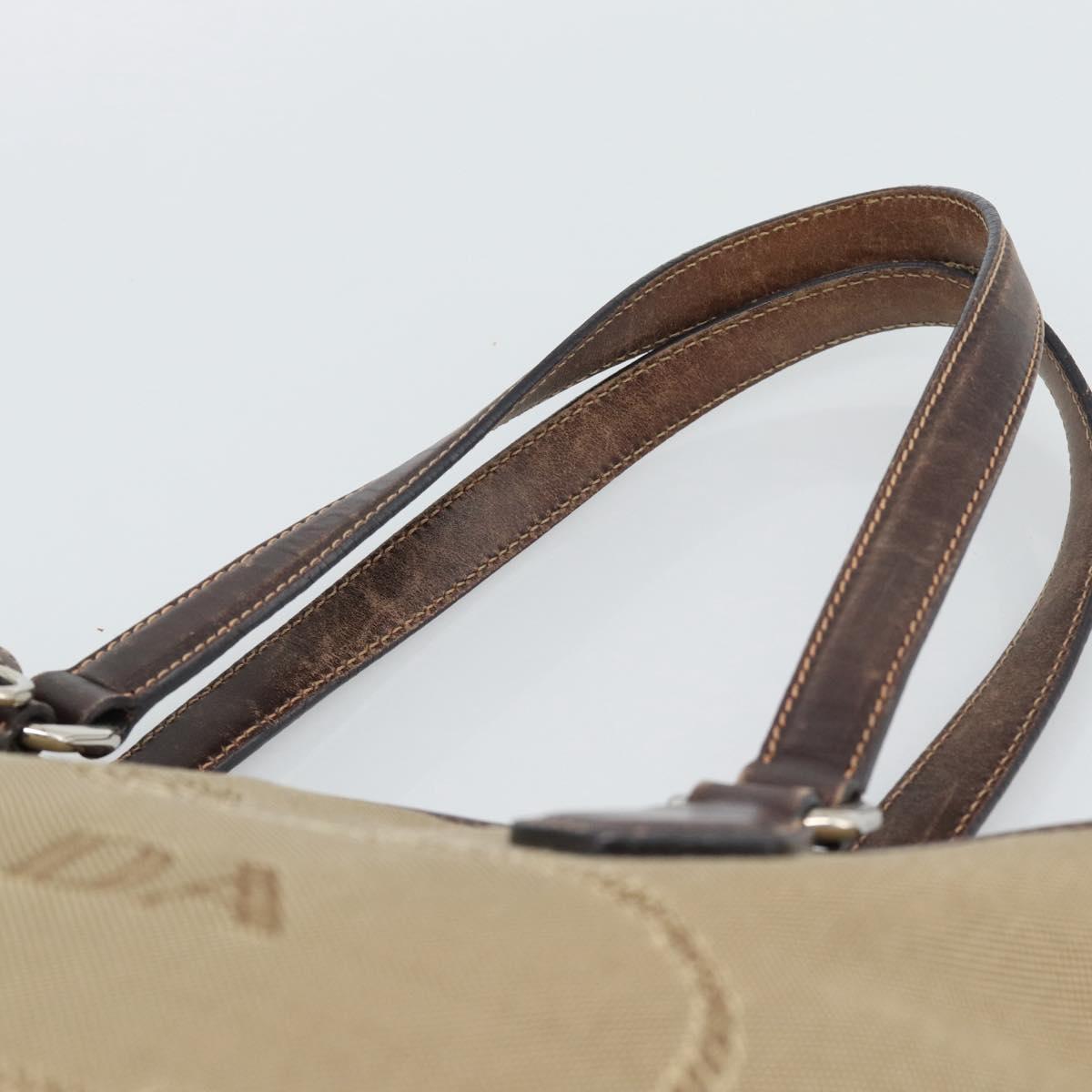 PRADA Hand Bag Canvas Beige Silver Auth 188564