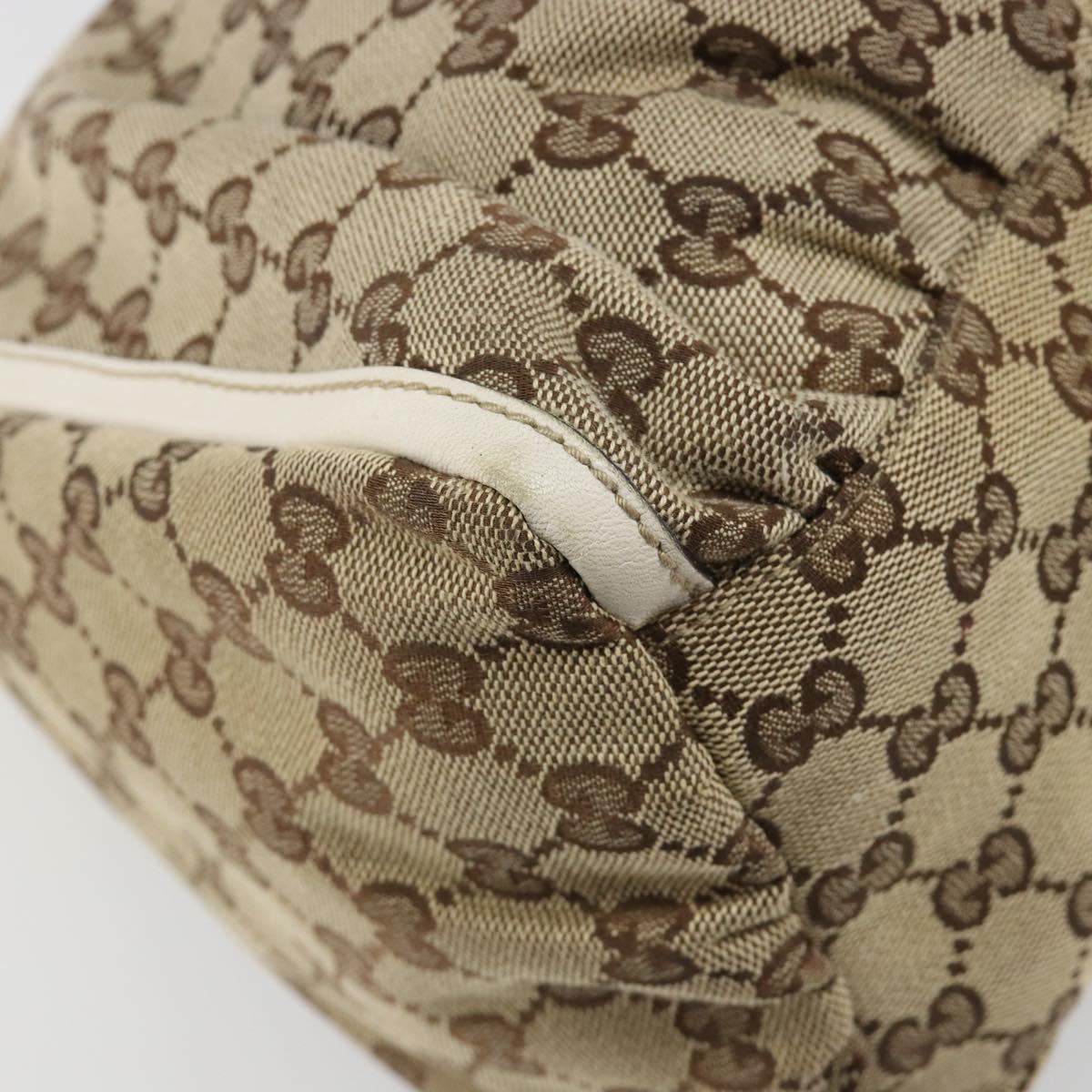 GUCCI GG Canvas Abbey Hand Bag Beige Gold Auth 188567A