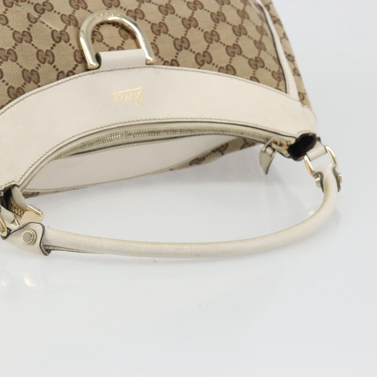 GUCCI GG Canvas Abbey Hand Bag Beige Gold Auth 188567A