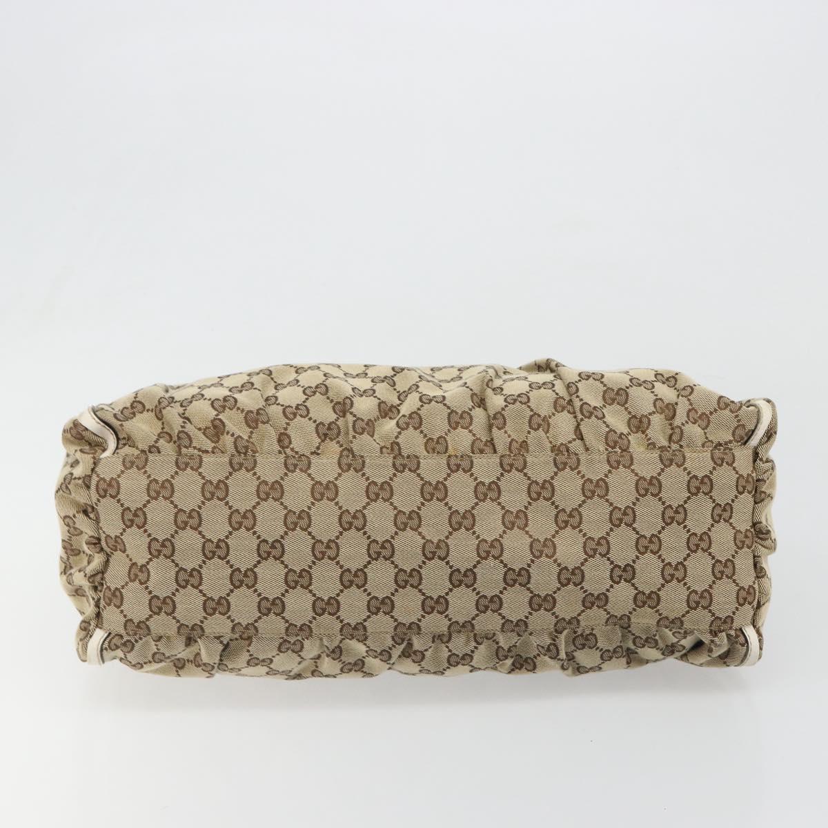 GUCCI GG Canvas Abbey Hand Bag Beige Gold Auth 188567A