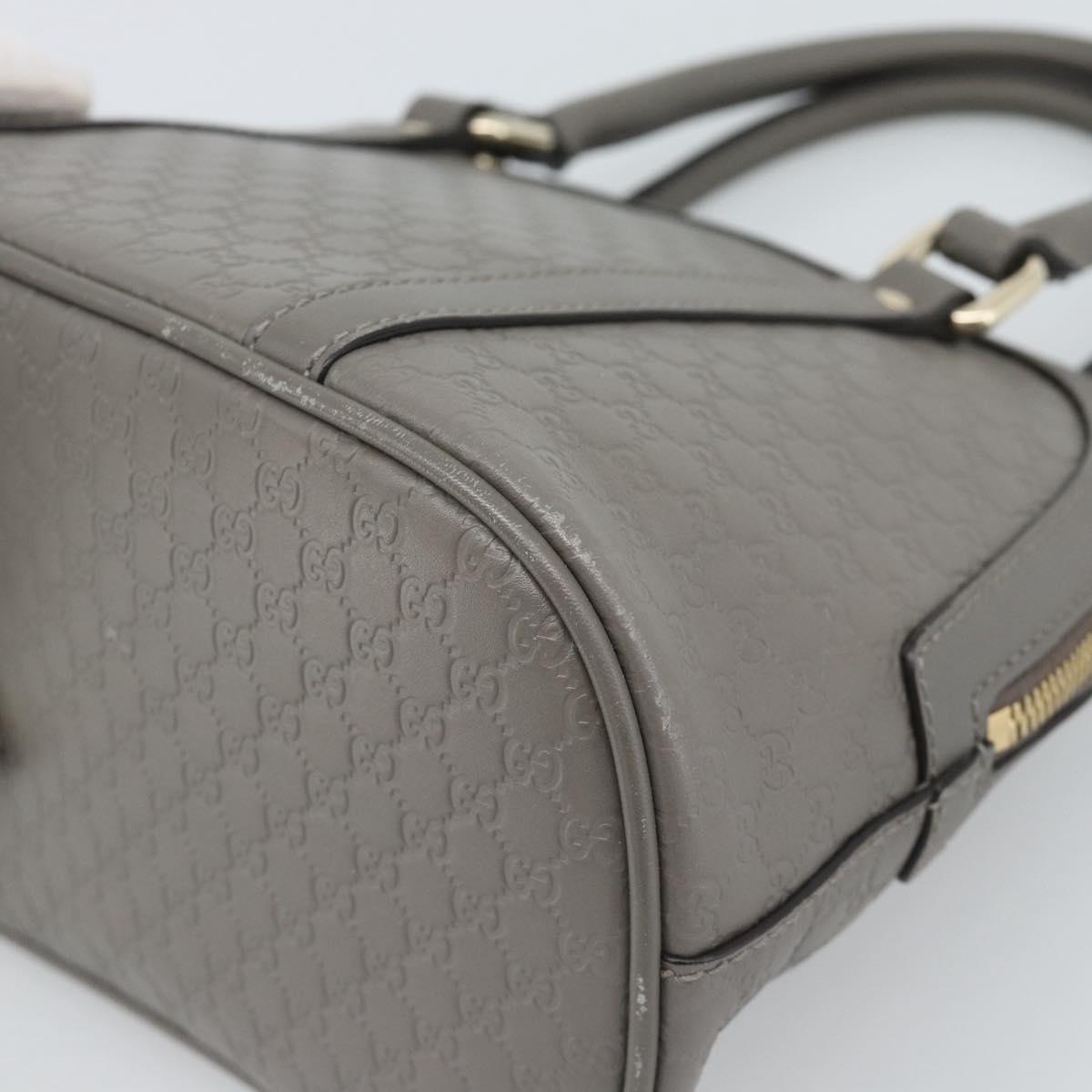 GUCCI Micro GG Canvas Guccissima Hand Bag Leather Gray Gold 449654 Auth 188568A