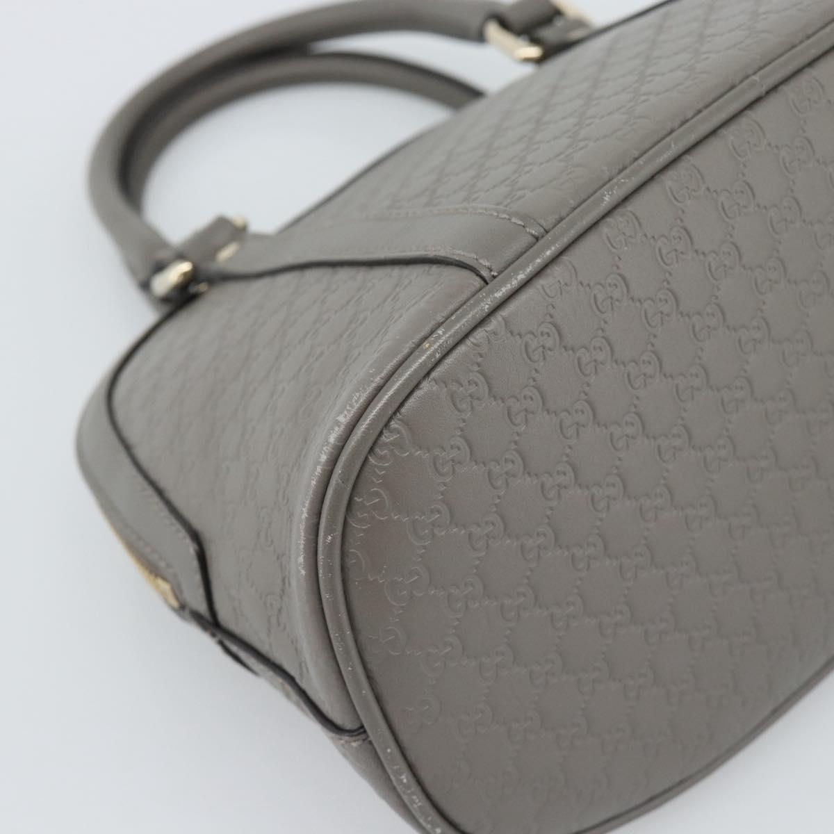 GUCCI Micro GG Canvas Guccissima Hand Bag Leather Gray Gold 449654 Auth 188568A