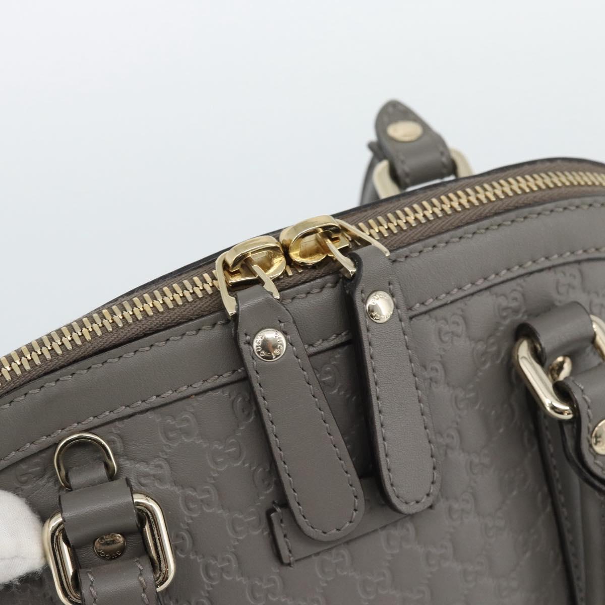 GUCCI Micro GG Canvas Guccissima Hand Bag Leather Gray Gold 449654 Auth 188568A