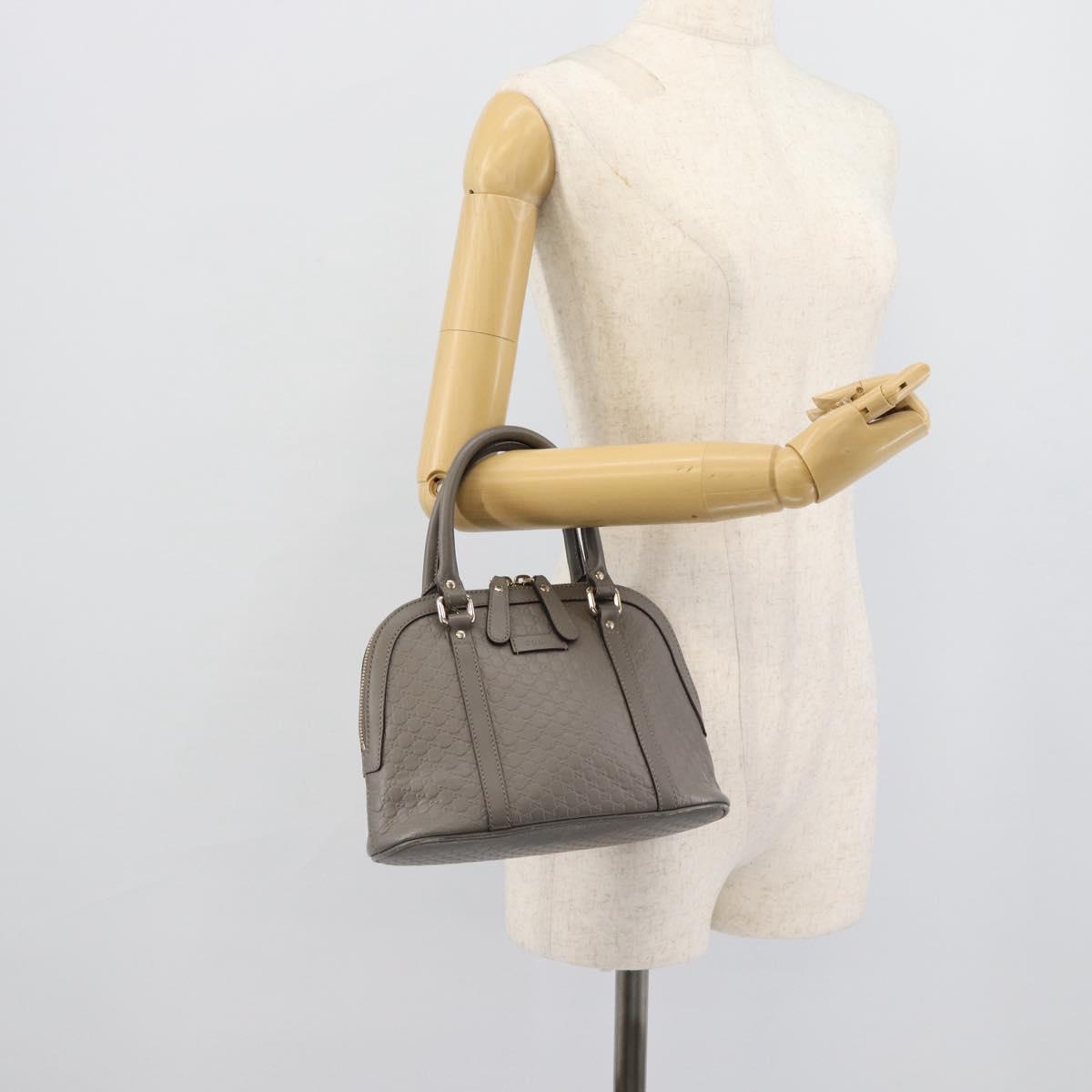 GUCCI Micro GG Canvas Guccissima Hand Bag Leather Gray Gold 449654 Auth 188568A