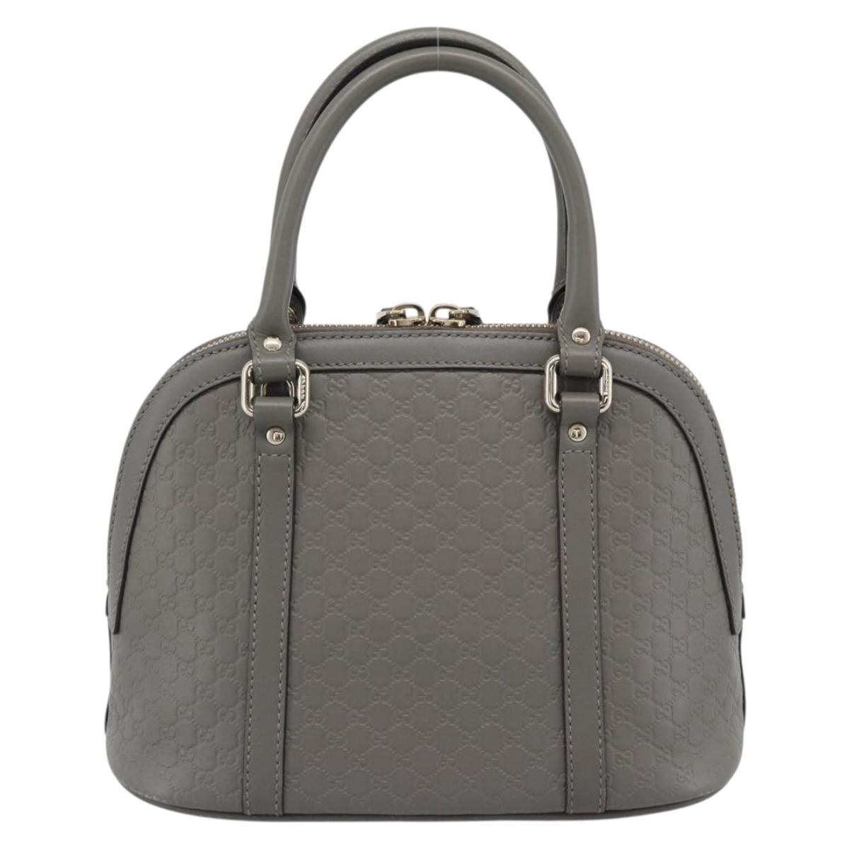 GUCCI Micro GG Canvas Guccissima Hand Bag Leather Gray Gold 449654 Auth 188568A