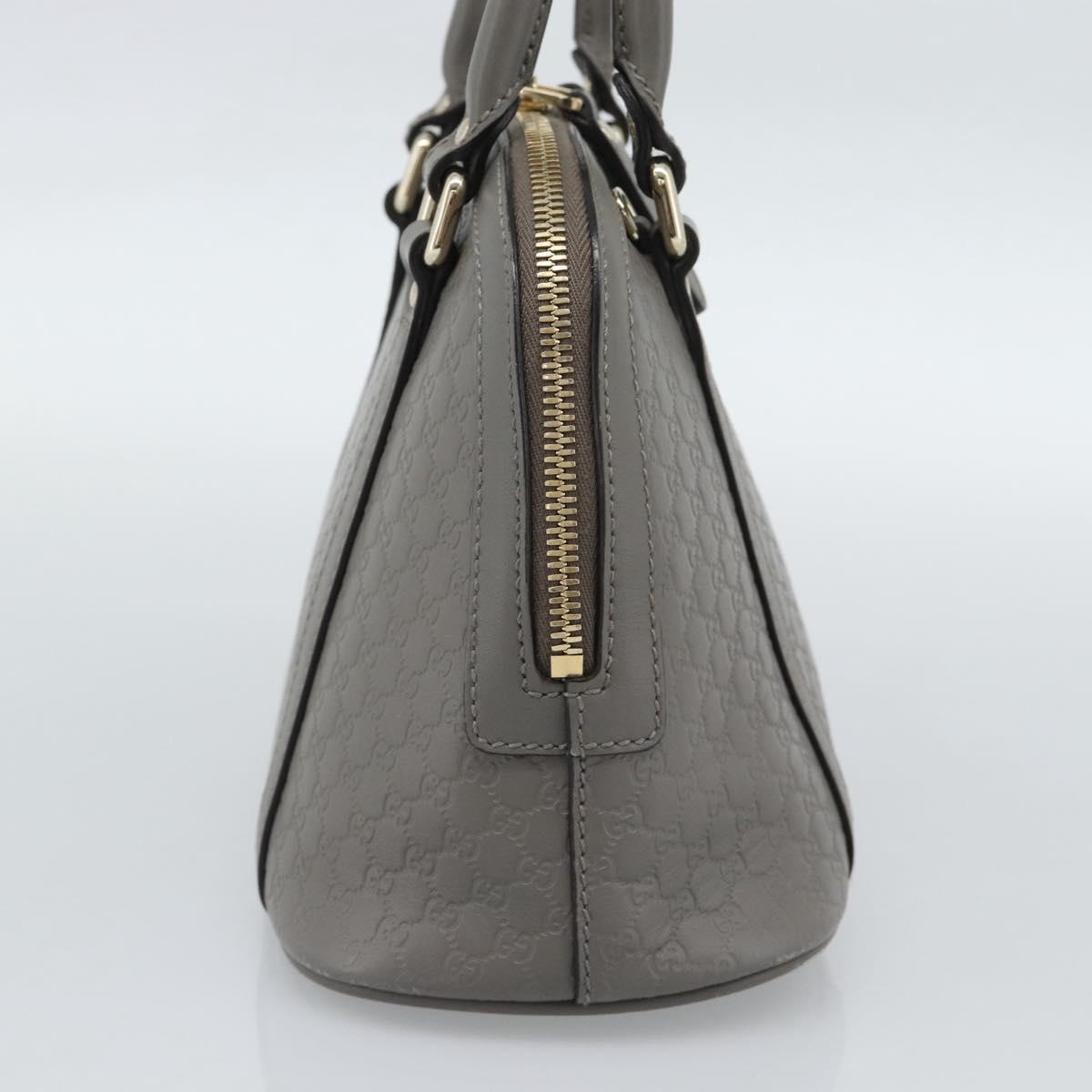GUCCI Micro GG Canvas Guccissima Hand Bag Leather Gray Gold 449654 Auth 188568A
