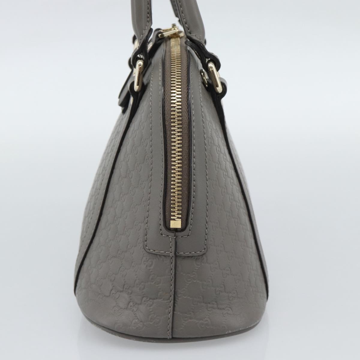 GUCCI Micro GG Canvas Guccissima Hand Bag Leather Gray Gold 449654 Auth 188568A